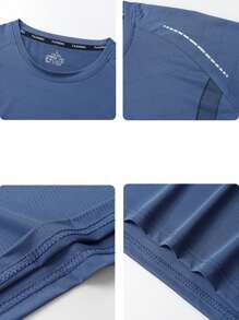 Sports&Outdoor T-Shirts Men Outdoor Apparel Spring And Summer Clothing Active Tops Short Sleeve Daily&Casusl Running&Workout Comfortable Loose Tennis & Golf Hockey Equestrian - Dusty Blue - View 9