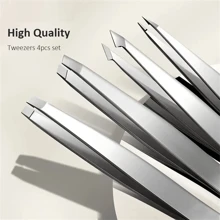 Bộ 1/4 nhíp tỉa lông mày bằng thép không gỉ, dụng cụ làm đẹp chuyên nghiệp, thích hợp cho lông mày mọc ngược. - Nhiều màu - Xem 2