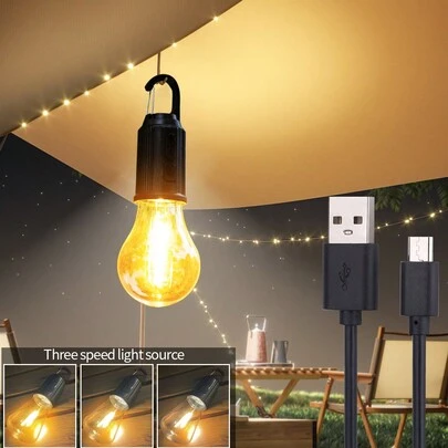 USB Rechargeable Vintage Camping Light Bulb, Atmosphere Tent Lamp, Outdoor Emergency Globe Bulb