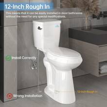 Dự án đơn giản Bồn cầu cao 21 inch kéo dài với ghế ngồi thoải mái, bồn cầu cao cấp xả đơn mạnh mẽ 1,28 Gpf, bồn cầu thô 12 inch trong phòng tắm, bồn cầu cao thoải mái cho người cao tuổi và người cao tuổi, trang trí phòng tắm mùa hè - 1 - Xem 2