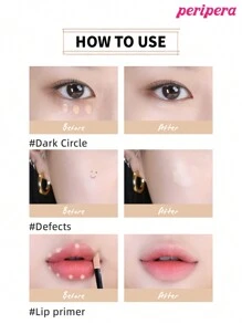 Peripera K-Beauty 双重持久遮瑕膏，尖端遮瑕膏，适用于敏感肌肤，液体遮瑕膏，轻盈，全面覆盖，持久，遮瑕，修饰，遮盖，保湿，提亮，浅沙色，韩式彩妆 - #02 Natural Beige - 查看 10