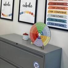 1pc Feelings Wheel Therapy Office Desk Decor Emotions Double Sided Mental Health Office Desk Decor For School Counselor,Counseling Therapist, Therapy Office Decor