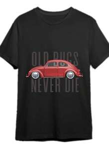 Classic Old Bugs Never Die Beetle Tshirt Fun Men's Short Sleeve Graphic Tshirt - Black - View 1