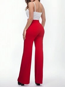 SANOPY Women's High Waist Dress Pants Trouser  Women Clothes  Elegante - Red - View 4