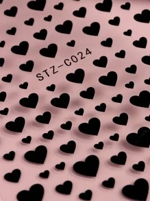 3 件装 3D 可爱红白黑心形美甲贴纸甜心粘性贴纸情人节设计饰品指甲贴美甲滑块装饰 - 彩色 - 查看 6