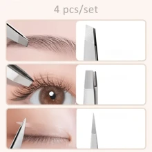 Bộ 1/4 nhíp tỉa lông mày bằng thép không gỉ, dụng cụ làm đẹp chuyên nghiệp, thích hợp cho lông mày mọc ngược. - Nhiều màu - Xem 7