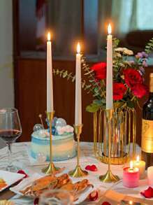 1 st. Vintage stijl messingkleurige kaarsenhouder basis, romantische kerst kaarslicht diner decoratie, bruiloft rekwisiet