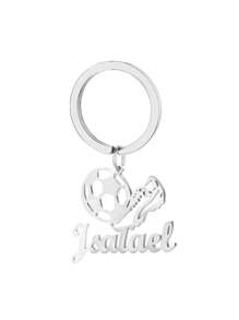 1 Pc Custom Football Keychain - Gold Stainless Steel, Sports Theme Charm With Personalized Name, Great For Daily Wear And Holiday Gifts For Football Fans And Players, Football Accessories - Multicolor - View 4