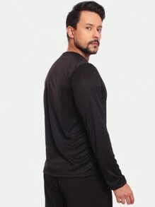 Kit 2 Camisetas Manga Longa Dry Fit Básica Lisa Proteção Solar UV Térmica Blusa Academia Esporte Camisa - Preto/Rosa - Visão 7