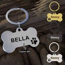 1pc Personalized Pet ID Tag Brand, Stainless Steel Bone Shape Dog Collar Pendant, Can Carve Pet Name And Contact Information To Prevent Pets From Getting Lost, A Good Holiday Gift Choice