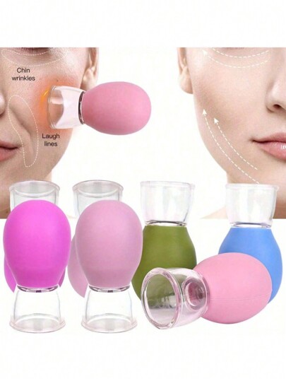5pcs Silicone Facial Cupping Set - Vacuum Suction Massage Cup, Relieve Muscles And Improve Facial Skin - Fragrance Free Silicone Rubber Massager - Non Electric, Portable And Detachable