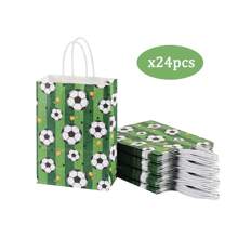 24/16/12/10/8/18 piezas/Set Bolsas de regalo con patrón de fútbol blanco y verde de 21*15*8cm, adecuadas para partidos de fútbol, fiestas de cumpleaños familiares, reuniones y decoración de envoltorios de regalo - Multicolor - Ver 5