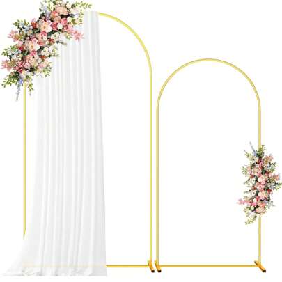 Metal Arch Backdrop Stand, 7.2FT+6.6FT+6FT Wedding Arch Backdrop Stand, Set Of 3 Gold Metal Arch Backdrop Stand, Wedding Arch Frame For Wedding Birthday Party Graduation Ceremony Decor