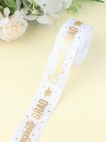 5 码宽 2.5 厘米，1 件毕业派对装饰丝带，缎带蝴蝶结 DIY 蛋糕包装丝带，烘焙和礼品包装，金箔，毕业典礼，2025 年毕业装饰，生日派对礼物