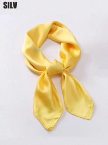 1入組女士模擬絲方形圍巾髮飾，純色經典髮巾頭帶頸巾頭部包裝髮飾休閒頭巾，頭帶，頭箍，裝扮您的外觀理想之選