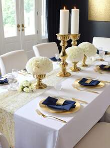 1 Stück goldener glitzernder transparenter Tischläufer, zerbrochener goldener Gaze, rechteckiger funkelnder Polyester-Tischdecken-Tischläufer, Geburtstag Hochzeitsfeier Dekoration, Baby-Shower-Party Zubehör Dekoration, Heimdekoration, Partydekor, Geburtstagssupplies, Tischdekoration - Gold - Übersicht 6