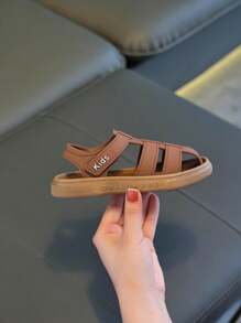Kids Solid Color Closed Toe Casual Simple Flat Sandals, Suitable For Summer, Boys & Girls