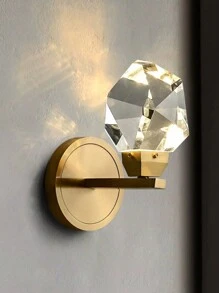 1PC Golden Crystal Wall Sconce, LED Crystal Wall Sconce For Bedroom/Living Room/Office/Coffee Shop Home Decorative Wall Sconces, Room Decorative Lighting