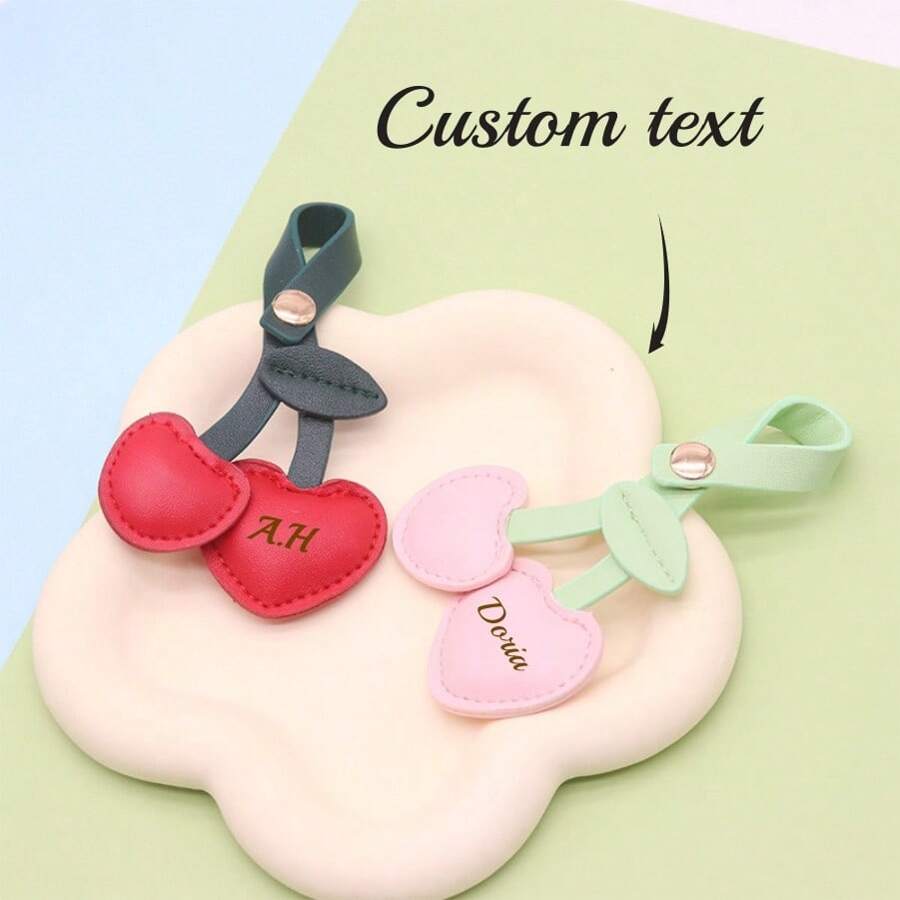 1 pieza Llavero con cereza personalizada, regalo para su ser querido, pareja, amigo, familia, vacaciones, aniversario, accesorios lindos para bolsa y equipaje