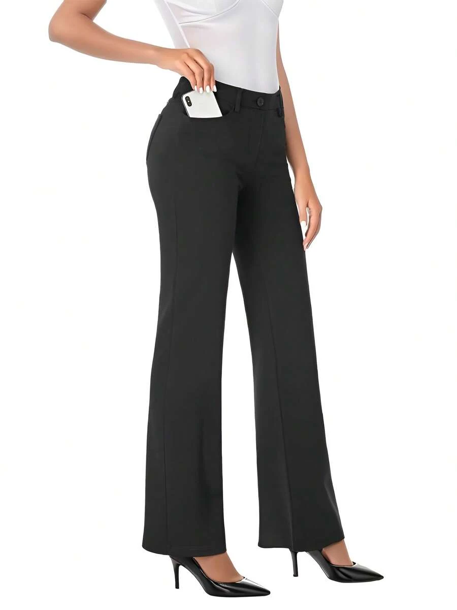 SANOPY Women's Pants,Pants For Women,Wide Leg Pants Woman,Women's Stretchy Bootcut Business Casual,Work Pants With Pockets - màu đen - Xem 1