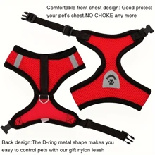 Reflective Pet Harness And Belt Set, Suitable For Dogs And Cats, Adjustable Small Dog And Cat Vest Harness With Soft Mesh - Multicolor - View 4