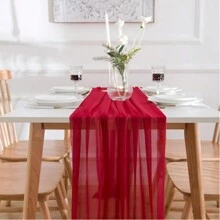 Runner da tavolo in chiffon rosso - adatto per San Valentino, appuntamenti, feste di matrimonio, decorazione della tavola