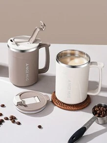 1 件灰色/黑色/白色/红色/咖啡色不锈钢带盖马克杯，饮用水杯，茶杯，男女通用办公杯，返校 - 彩色 - 查看 3