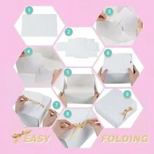 1 个皮革和白色纸板礼品盒，带蝴蝶结，用于马卡龙 - 白色 - 查看 5