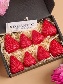 1 件 3D 草莓形蜡烛硅胶模具，仿真水果模具，适用于家居装饰、房间装饰、婚礼装饰、DIY 香薰蜡烛、蜡烛皂模具粘土模具、女性礼物、冬季礼物、节日礼物 - Strawberry - 查看 6