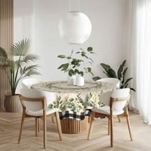 1 件桉树叶圆形桌布，可重复使用的季节性绿叶桌布，格子农舍风格，适合派对野餐晚餐装饰