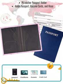 1 pieza Funda protectora de pasaporte bordada con toalla rosa con las primeras letras de la A a la Z impresas, cartera de pasaporte para mujer y hombre, estilo vintage de negocios, funda de pasaporte y tarjetero multifunción de PU para viaje en avión y accesorios de viaje - Rosa - Ver 6