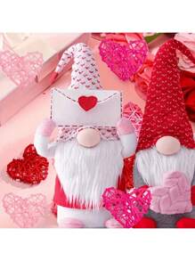 2 Heart-Shaped Dwarfs In Valentine's Day Envelopes, Polyester Holiday Decorations, No Electricity, No Feathers, Suitable For Valentine's Day, Thanksgiving Day, Anniversary And General Gifts.