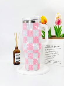 Cốc thép không gỉ 40 Oz cho ô tô, cốc Rhine-Diamond và cốc Sippy, 1 bình nước cách nhiệt chân không, thích hợp cho gia đình, văn phòng hoặc ô tô, cốc tái sử dụng, nắp lật chống rò rỉ Sippy (hồng, đen, xanh lá, tím, xanh dương) quà tặng cho ngày lễ Giáng sinh, ngày lễ tình nhân, ngày của mẹ - Nhiều màu - Xem 22