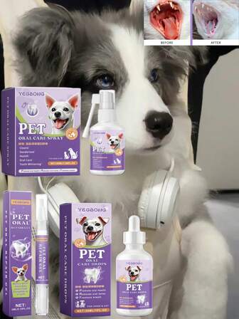 Pet Oral Care Cleaning Spray - Dental Hygiene Gel & Freshening Spray For Cats And Dogs