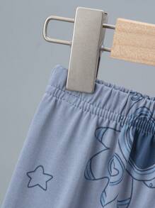 Conjunto de 4 piezas de pijama de manga larga, ligero y con estampado de astronauta de dibujos animados para niños, para primavera/verano