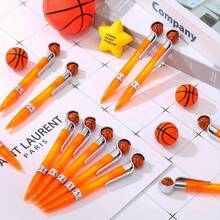 5 Peças/10 Peças Caneta Esferográfica Redonda em Formato de Basquete, Caneta Esferográfica Redonda Esporte Basquete, Caneta Esferográfica Redonda Escrita Legal Esporte, Caneta Esportes Bola, Acessórios de Decoração de Mesa Escolar Festa de Basquete Papelaria - Preto - Visão 5