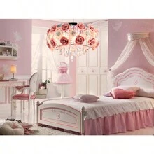 Retro European Style Pink Rose Crystal Chandelier - Silver - View 8