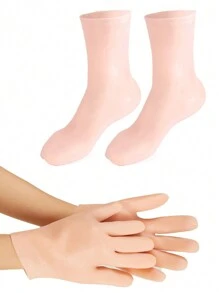 yuluan 1 Pair Silicone Foot Mask Socks & 1 Pair Moisturizing Hand Mask Gloves Set - Protective, Moisturizing, Dead Skin Removal, Waterproof, Foot & Hand Care, Whitening & Softening - Multicolor - View 13