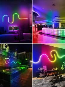 1 个大号外壳蓝牙霓虹灯带，带 APP 智能控制，电视背景 LED 灯条，RGB 霓虹灯防水，适用于电视显示器背景照明，家庭聚会节日装饰，室内客厅卧室游戏室氛围照明