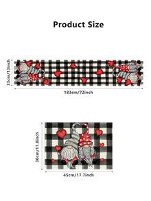 Valentine's Day Love Hearts Gnomes Table Runner & Placemats Set 4pcs Placemats And 1pc Table Runner For Anniversary Wedding Holiday Party Kitchen Dining Table Decoration - bộ 5 cái - Xem 2
