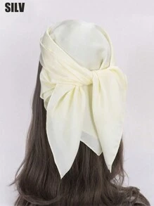 1pc Ladies' Imitated Silk Square Scarf Hair Accessory, Solid Color Simple Classic Scarf For Hair, Neck, And Head Casual Bandana,Hair Band,Head Band Ideal For Dressing Up Your Look Witch - Black - View 26