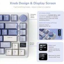 RK ROYAL KLUDGE M75 Mechanical Keyboard 2.4GHz Wireless/Bluetooth/USB-C Wired Gaming Keyboard 75% Layout 81 Keys With OLED Smart Display And Knob RGB Backlight Hot-Swappable Red Switch US Layout - 紫羅蘭色-HotSwapRedSwitch - 查看 3