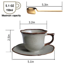 浓缩咖啡杯碟套装，复古风格手工陶瓷杯 150 毫升，重返校园