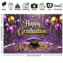 2025 Graduation Background, Black & Gold Glitter, Graduation Party Backdrop, 2025 Graduate Congratulations Ball Prom Party Cake Table Decor Photo Booth Props - Beige - View 4