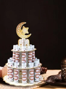 1 套 Eid Ramadan Kareem 3 层红包纸架，穆斯林节日 Eid Ramadan 主题创意 3D 桌面装饰，白金月亮星图案钱夹 Eid Ramadan 现金夹，赠送钱作为礼物的有趣方式，2025 年 Eid Mubarak 斋月假期家庭聚会礼品夹，Eid Ramadan 派对装饰用品，斋月 Eid 纸质礼品夹，派对礼品 - 白金 - 查看 5