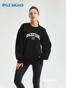 GEMCHO Women's Casual Round Neck Sweatshirt Basic Solid Sweatshirt Simple Daily Spring/Summer