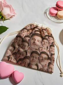 1个定制趣味表情抽绳袋，可定制照片抽绳袋，个性化趣味表情收纳袋，个性化照片收纳袋，可在袋子上印制任何表情，个性化可重复使用袋，周年纪念礼物，度假/旅行风格，简约风格，定制趣味，个性化，独特，女士定制礼物，女士旅行包，适合职场新人及白领，送给女朋友，粉色系女孩 - 彩色 - 查看 4