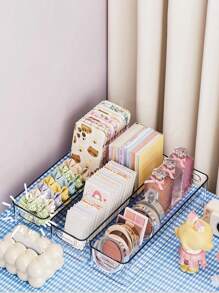1pc Large Capacity Storage Box, Makeup And Tool Organizer Basket For Nail Polish, Perfume, Lipstick, Makeup Brushes, Eyebrow Pencils, Face Masks Etc. Simplistic Transparent PET Material, Stackable, Portable For Bathroom, Bedroom, Living Room, Dorm