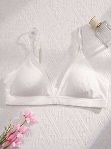 Women's White Triangle Cup Sexy & Comfortable Bikini Top, Removable Pads, Adjustable Straps, Ladies Underwear - White - View 3