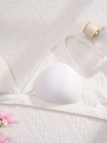 Women's White Triangle Cup Sexy & Comfortable Bikini Top, Removable Pads, Adjustable Straps, Ladies Underwear - White - View 6